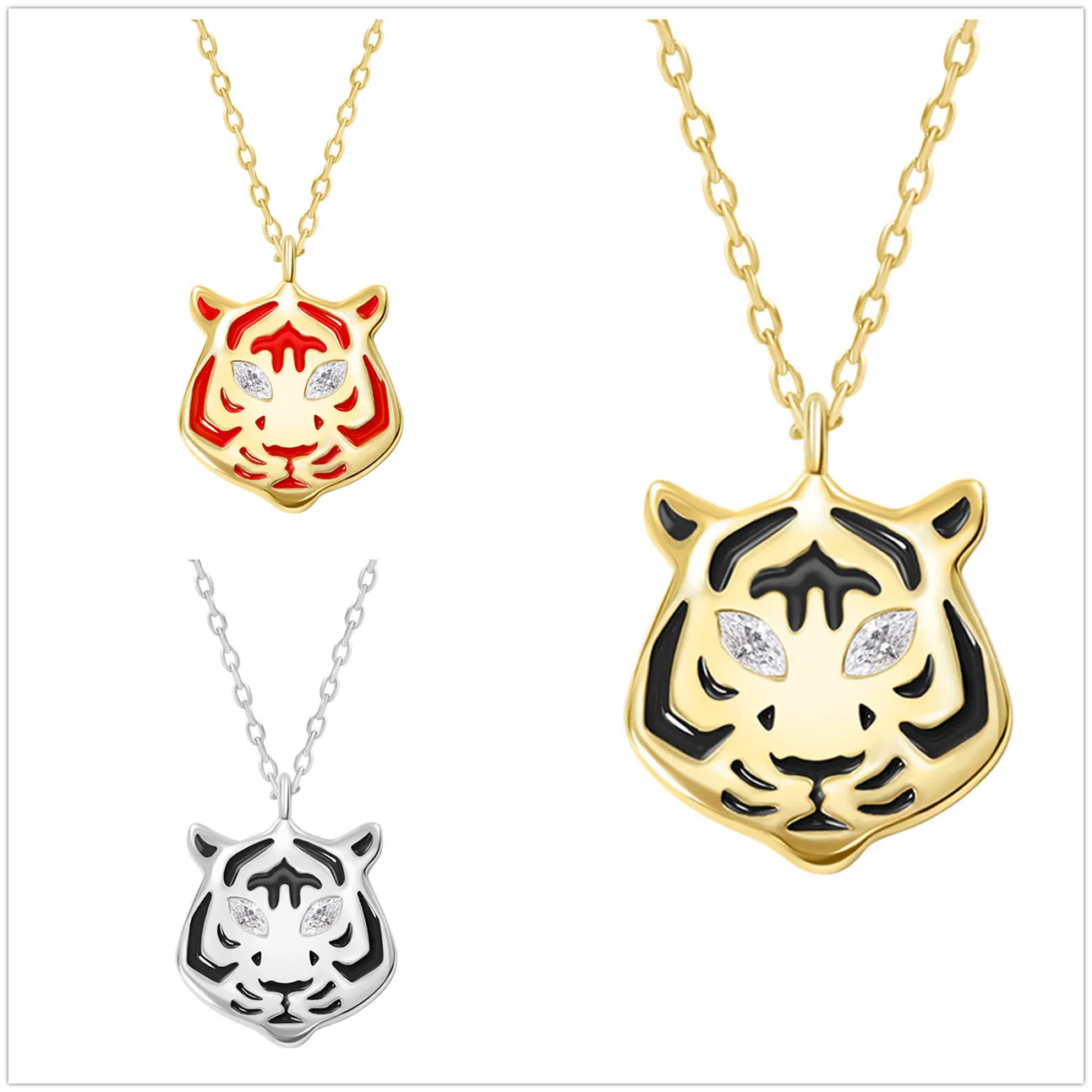 Original S925 Sterling Silver Necklace Gold Color Red Black Enamel Tiger Animal Female Personality Fashion Jewelry Holiday Gift
Original S925 Sterling Silver Necklace Gold Color Red Black Enamel Tiger Animal Female Personality Fashion Jewelry Holiday Gift