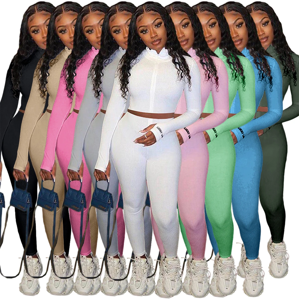 2021 Women Cropped Shirt Tops Knitting Trousers Zipper Long Sleeve Ruffle Casual Elastic Sports High-Waist Pants Clothes Sets
2021 Women Cropped Shirt Tops Knitting Trousers Zipper Long Sleeve Ruffle Casual Elastic Sports High-Waist Pants Clothes Sets