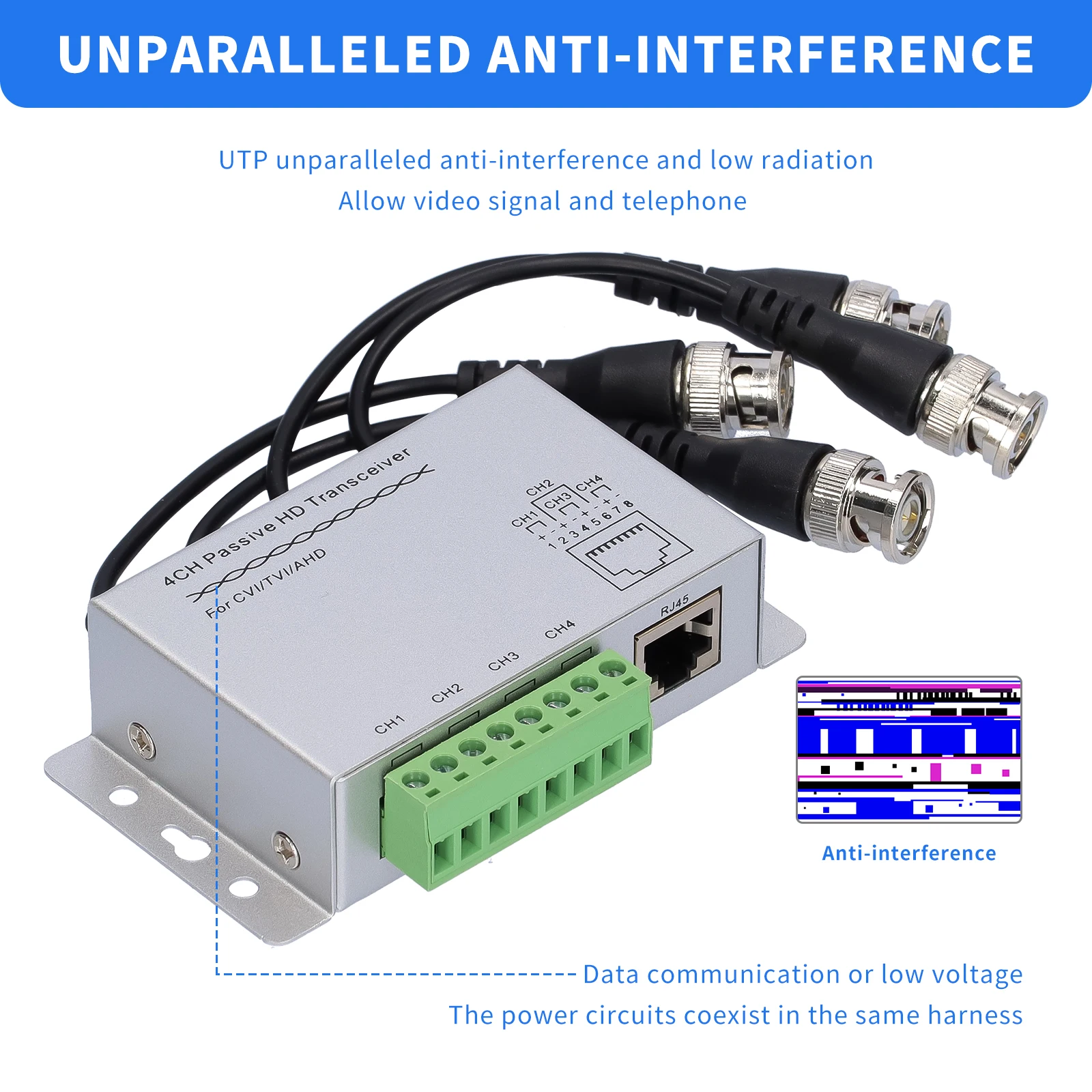 4 Channel Active Power Video Anti-Interference Balun Transmission 4-Ch Video Receiver Video Hub High Performance BNC Compatible
4 Channel Active Power Video Anti-Interference Balun Transmission 4-Ch Video Receiver Video Hub High Performance BNC Compatible