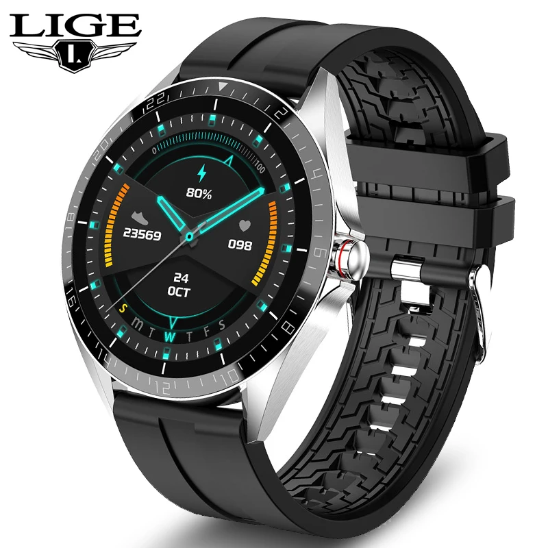 LIGE роскошный бизнес Спорт smart watch для мужчин полный экран и сенсорной панелью