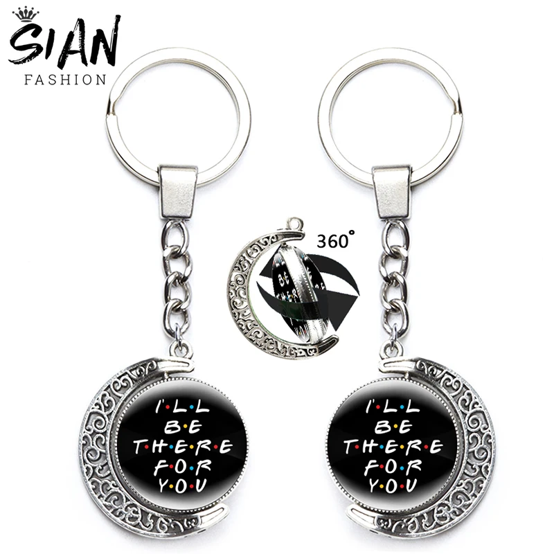 Creative Friends TV Show Moon Keychains Holder I’ll Be There For You Key Chains Cartoon Keyrings 360 Degrees Rotated Jewelry
Creative Friends TV Show Moon Keychains Holder I’ll Be There For You Key Chains Cartoon Keyrings 360 Degrees Rotated Jewelry