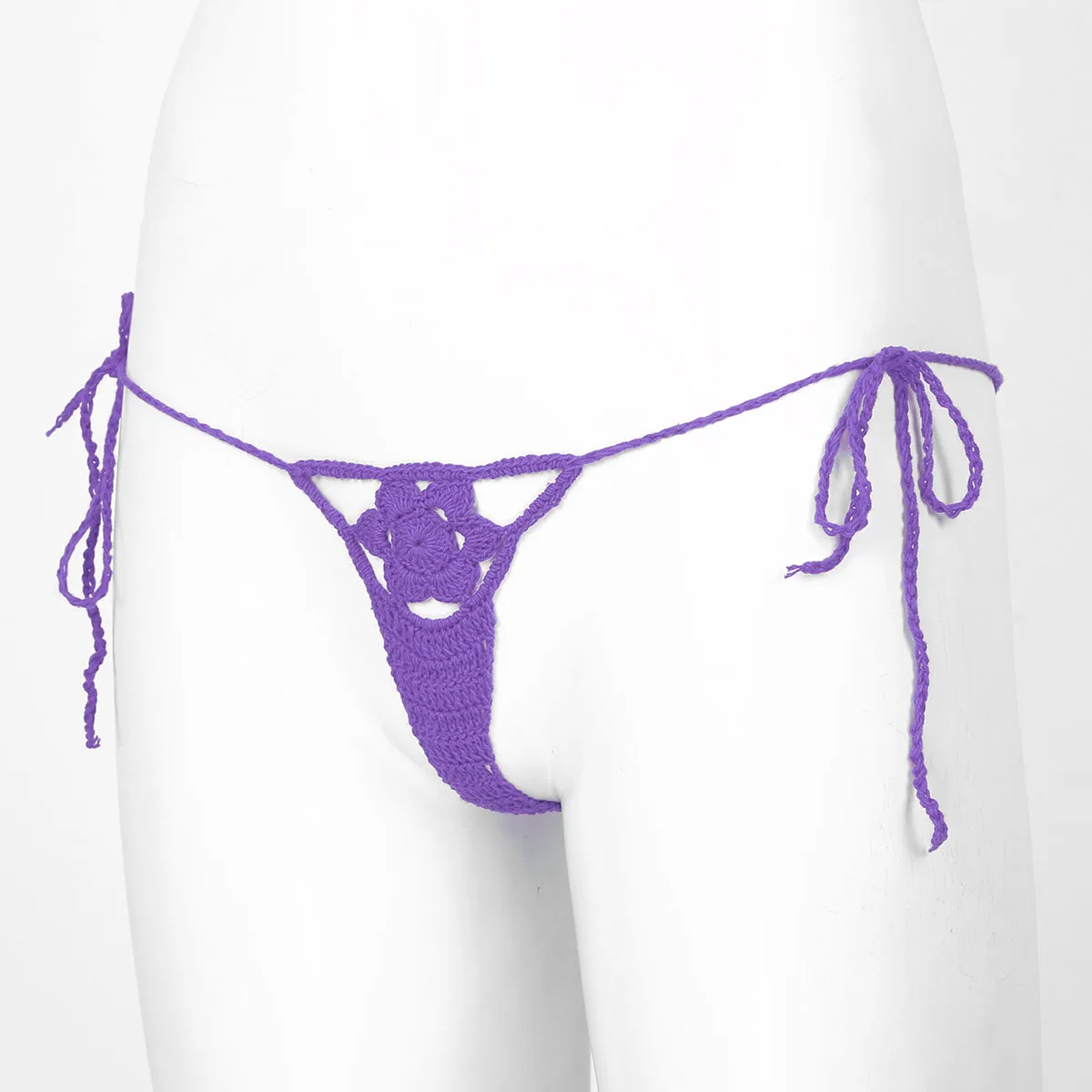 Womens Flower Sexy Lingerie Underwear Handmade Crocheted Bikini G-String T-Back Hollow Out Briefs Thongs Swimwear Beachwear |