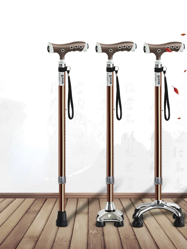 

zq Walking Stick for the Elderly Magnet Massage Cane Portable Stretchable Non-Slip Walking Aid with Light