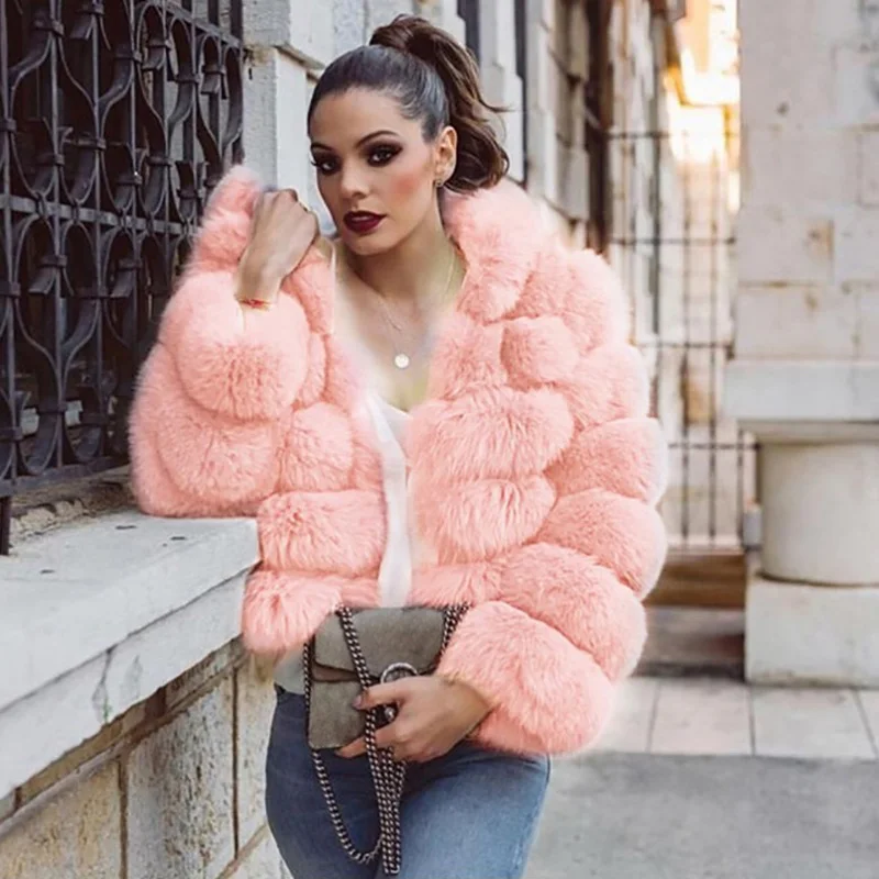 Short Fox Fur Coats Women 2020 Winter Keep Warm Fashion Whole Skin Jackets Collar Overcoats Plus Szie S-4XL | Женская одежда
