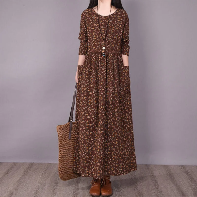 2022 New Spring 100% Cotton Maxi Party Dress Women Floral Print Boho Long Sleeve A Line Dress Casual O-Neck Split Korean Dress
2022 New Spring 100% Cotton Maxi Party Dress Women Floral Print Boho Long Sleeve A Line Dress Casual O-Neck Split Korean Dress
