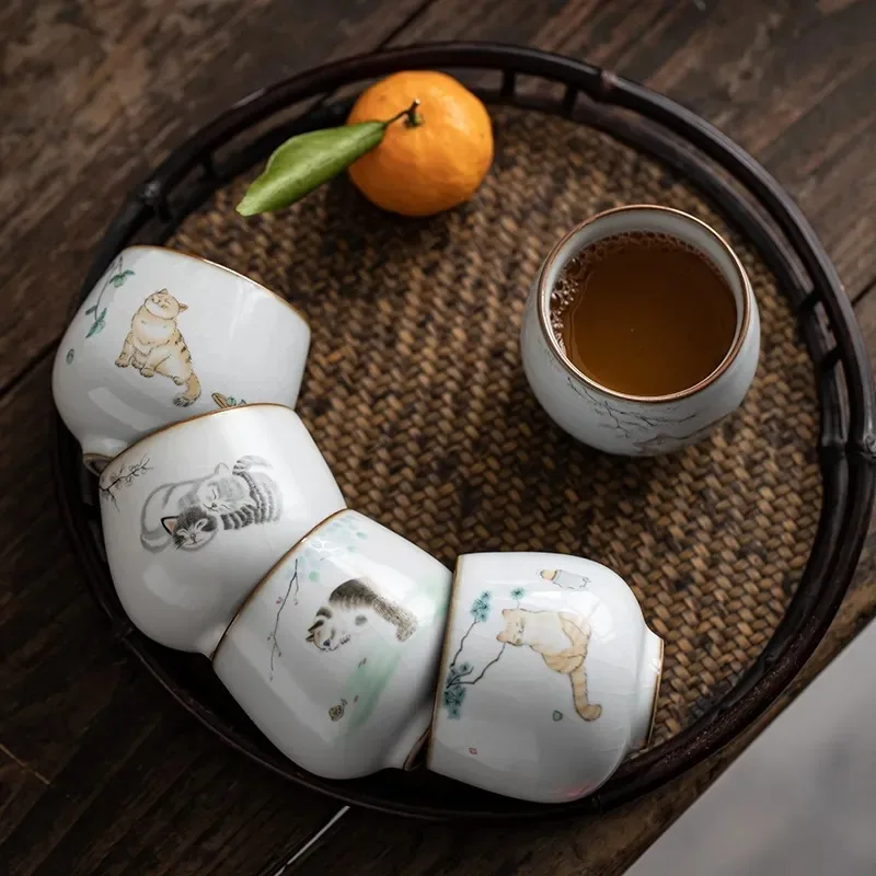 Chinese Kung Fu Cup Big Capacity Ceramic Teacup Cute Cat Porcelain Tea Cup Tea Set Crafts Tea Set Supplies
Chinese Kung Fu Cup Big Capacity Ceramic Teacup Cute Cat Porcelain Tea Cup Tea Set Crafts Tea Set Supplies