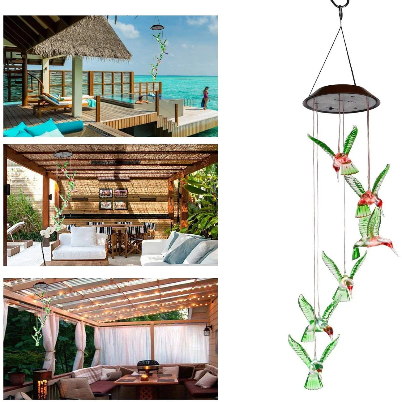 Hummingbird Changing Color Waterproof Six LED Lamps Wind Chimes Solar Lights Hanging Lamp for Outdoor Garden Festival Decoration
Hummingbird Changing Color Waterproof Six LED Lamps Wind Chimes Solar Lights Hanging Lamp for Outdoor Garden Festival Decoration