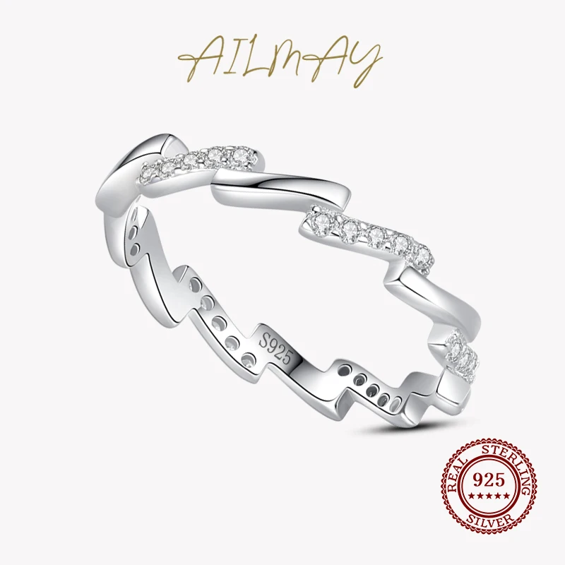

Ailmay геометрические кольца неправильной формы простые линии для женщин составные кольца 925 Стерлинговое Серебро модные ювелирные изделия