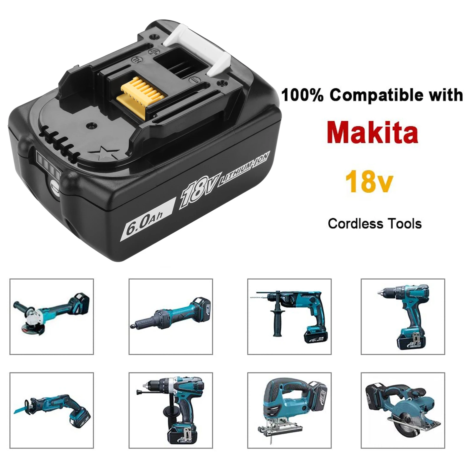 6.0Ah BL1860 18V 6000mAh Li-ion Cordless Power Tool Rechargeable Battery for Makita BL1830 BL1840 BL1850
6.0Ah BL1860 18V 6000mAh Li-ion Cordless Power Tool Rechargeable Battery for Makita BL1830 BL1840 BL1850
