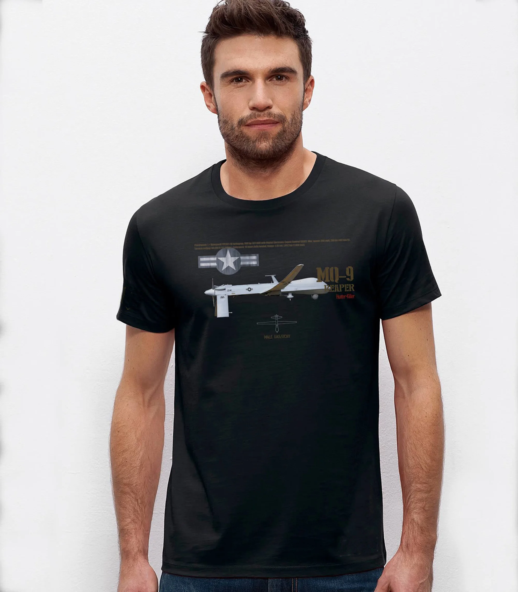 

Unique USAF UAS/UCAV MQ-9 Reaper Unmanned Aerial Vehicle T-Shirt. Summer Cotton O-Neck Short Sleeve Mens T Shirt New S-3XL