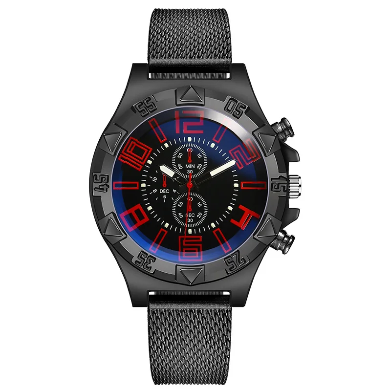 Fashion Casual Men's Watch Luminous Men's Quartz Watch Silicone Mesh Band Blu-ray Men's Watch