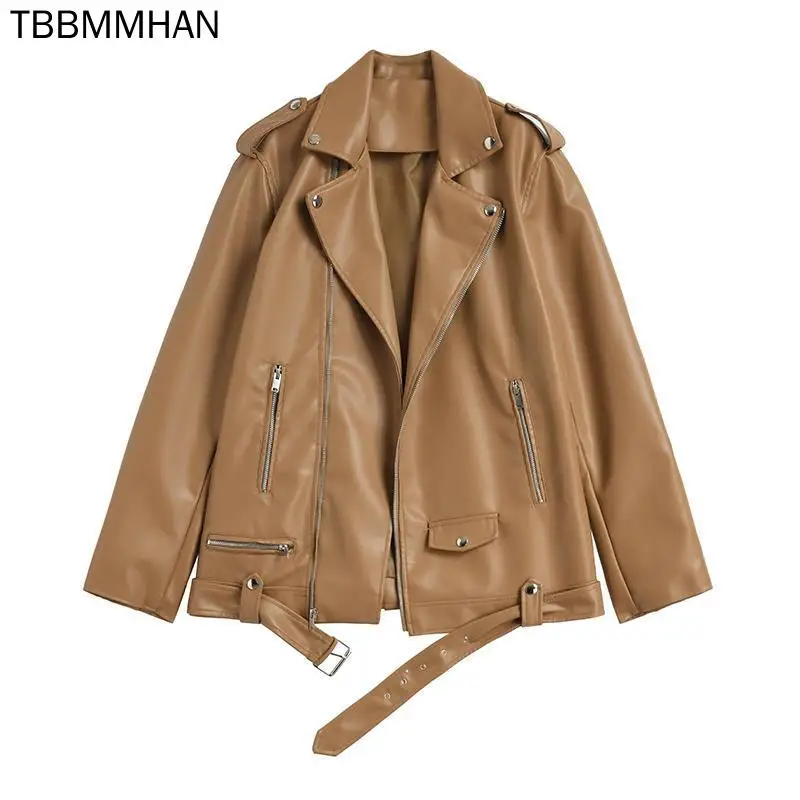 2021 Autumn Women Black Faux Pu Leather Jacket With belt Casual Female Motorcycle Biker Leather Outerwear Korean Chaqueta mujer
2021 Autumn Women Black Faux Pu Leather Jacket With belt Casual Female Motorcycle Biker Leather Outerwear Korean Chaqueta mujer