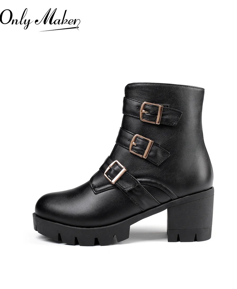 Onlymaker Women Autumn Winter Square Low Heels Boots Round Toe Metal Decoration Zipper Black White PU Ankle Boots Party Casual
Onlymaker Women Autumn Winter Square Low Heels Boots Round Toe Metal Decoration Zipper Black White PU Ankle Boots Party Casual