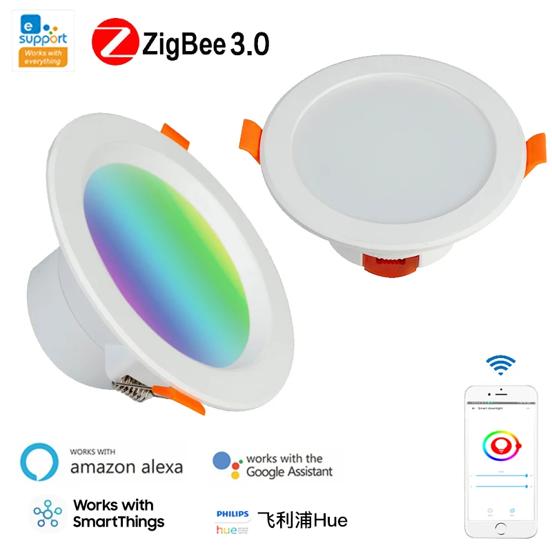 ZigBee 3.0 Smart RGBCW Ceiling Downlight 5W/7W/9W EWeLink Work With Alexa Echo Plus SmartThings App/Voice/Remote Control
ZigBee 3.0 Smart RGBCW Ceiling Downlight 5W/7W/9W EWeLink Work With Alexa Echo Plus SmartThings App/Voice/Remote Control