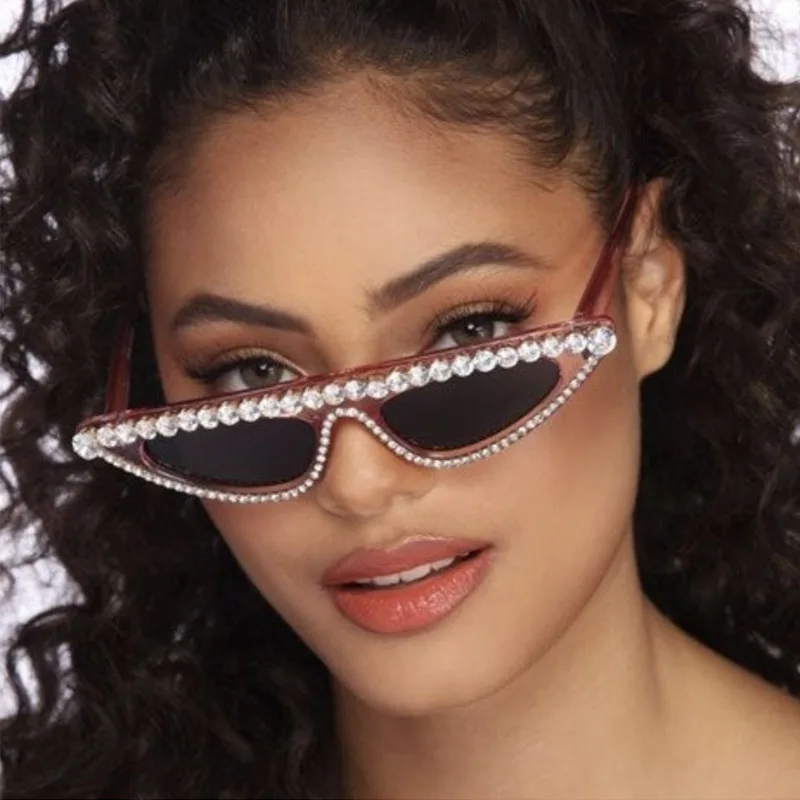 Фото 2019 ретро солнцезащитные очки кошачий глаз Женские винтажные маленькие ювелирные
