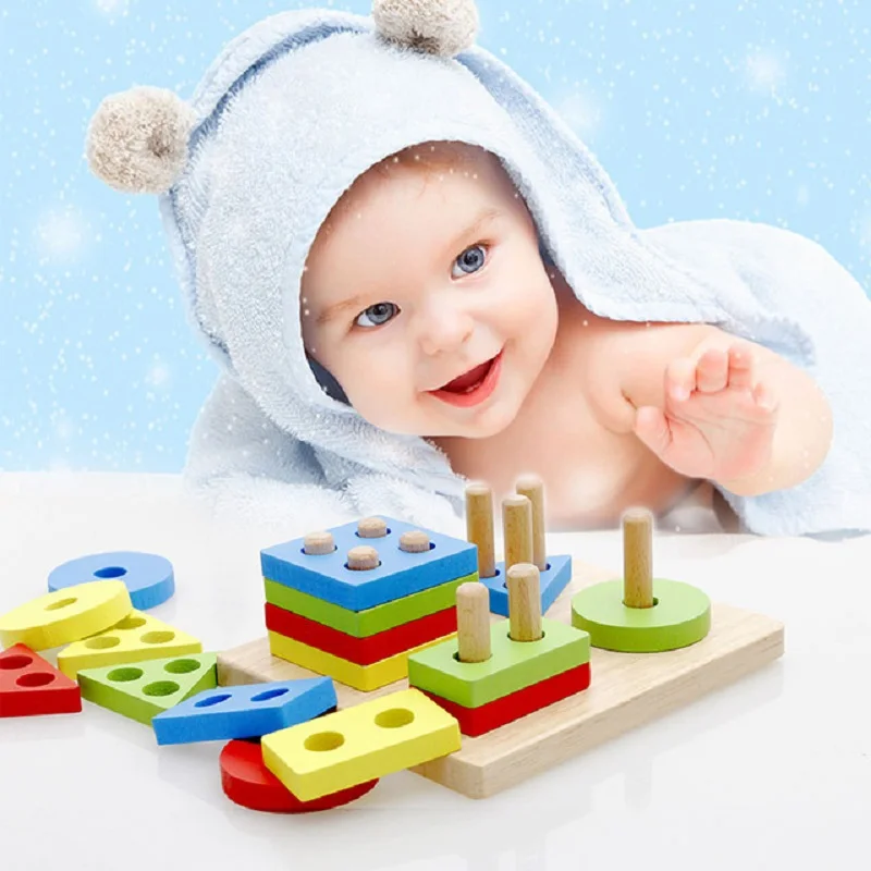 Montessori Educational Wooden Toys Four Column Shape Matching Geometry Wisdom Sets Building Construction Toys for Baby
Montessori Educational Wooden Toys Four Column Shape Matching Geometry Wisdom Sets Building Construction Toys for Baby