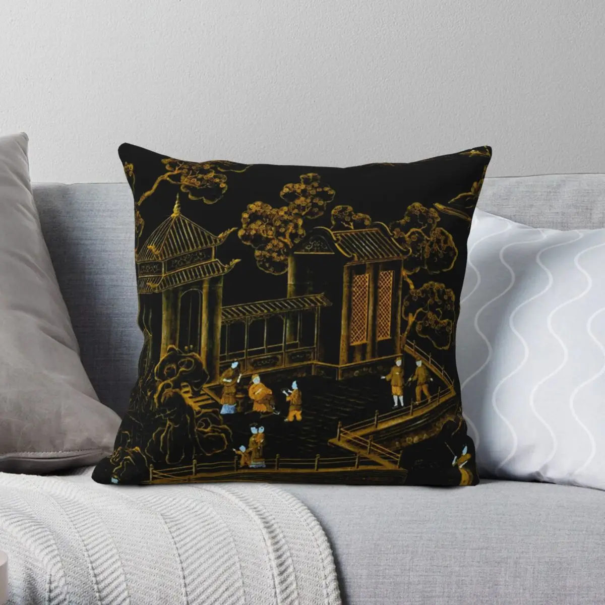Black And Gold Oriental Silk Pagodas Pillowcase Polyester Linen Velvet Creative Zip Decorative Home Cushion Cover 18"
Black And Gold Oriental Silk Pagodas Pillowcase Polyester Linen Velvet Creative Zip Decorative Home Cushion Cover 18"