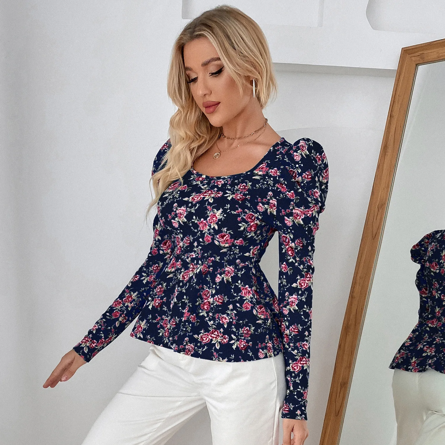 Modern Pullover Ruffles Graphic Tee Vintage Sqaure Collar Long Sleeve Tshirts High Waist Floral Shirts for Women Fashion Tops
Modern Pullover Ruffles Graphic Tee Vintage Sqaure Collar Long Sleeve Tshirts High Waist Floral Shirts for Women Fashion Tops