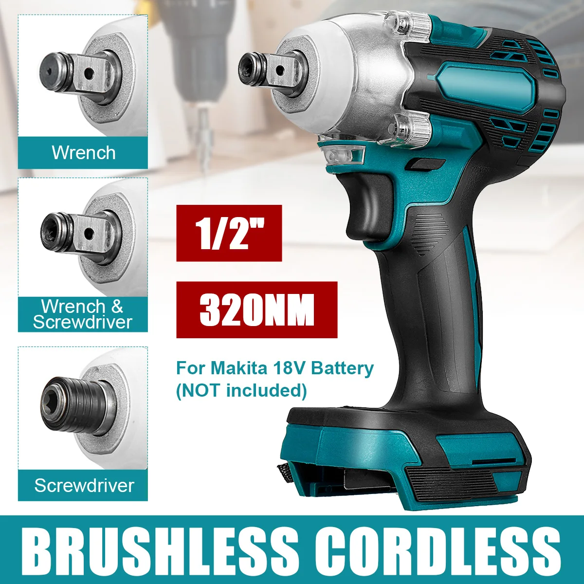 Drillpro Cordless Brushless Electric Impact Wrench Torque Electric Screwdriver 1/2 inch Rechargeable for Makita 18V Battery
Drillpro Cordless Brushless Electric Impact Wrench Torque Electric Screwdriver 1/2 inch Rechargeable for Makita 18V Battery
