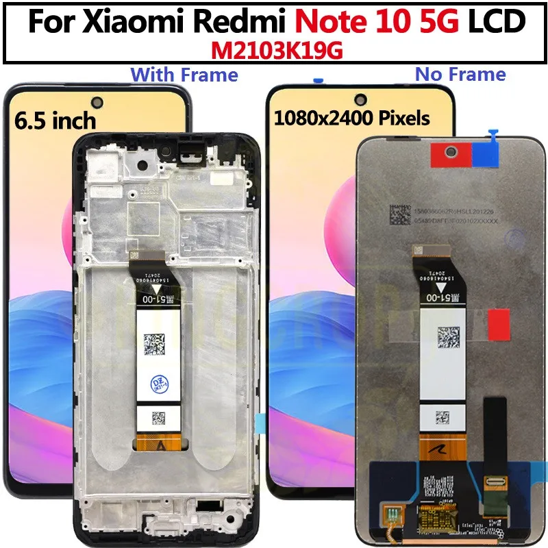 Оригинальный сенсорный ЖК-дисплей 6 5 дюйма для Xiaomi Redmi Note 10 дисплей с рамкой