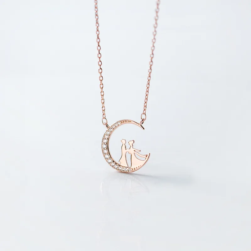 Ginin 925 Sterling Silver Necklace Female Sweet Romantic Diamond Moon Pendant Clavicle Chain Engagement Gift Ornament Jewelry
Ginin 925 Sterling Silver Necklace Female Sweet Romantic Diamond Moon Pendant Clavicle Chain Engagement Gift Ornament Jewelry