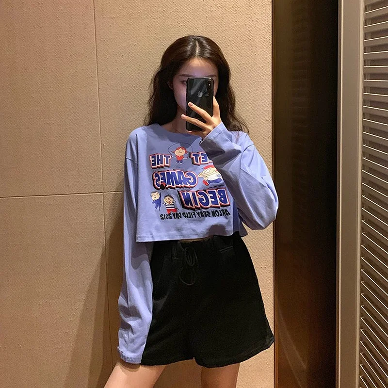 2021 The New Long Sleeve T Shirt O Neck Pullovers Cute Printing Tshirt Women Autumn Harajuku Crop top Fashion Korean Basic
2021 The New Long Sleeve T Shirt O Neck Pullovers Cute Printing Tshirt Women Autumn Harajuku Crop top Fashion Korean Basic