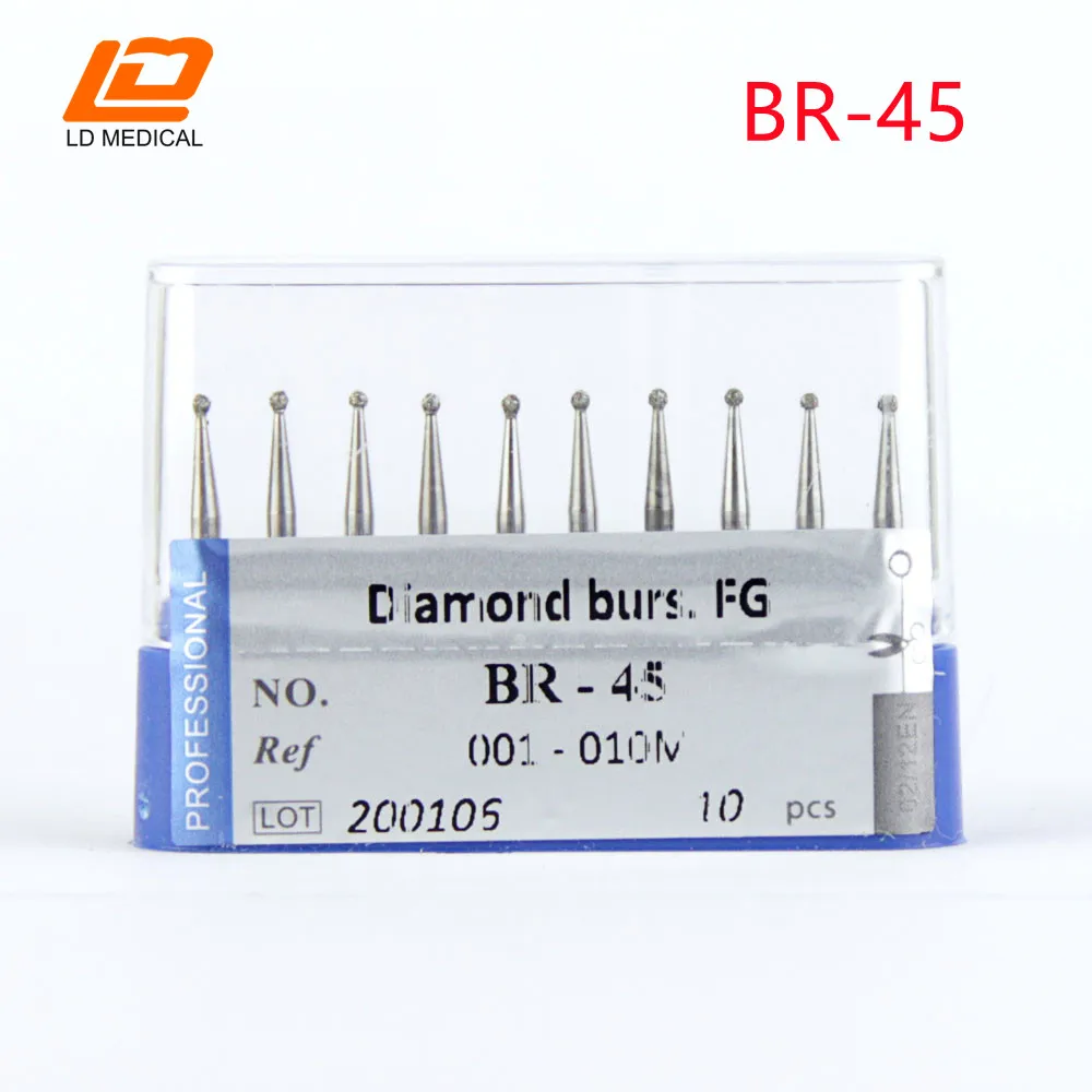 

10pcs Diamond Burs Drill BR-49 стоматология Dental Ball Round Type Burs High Quality dental tools FG 1.6M for Teeth Whitening