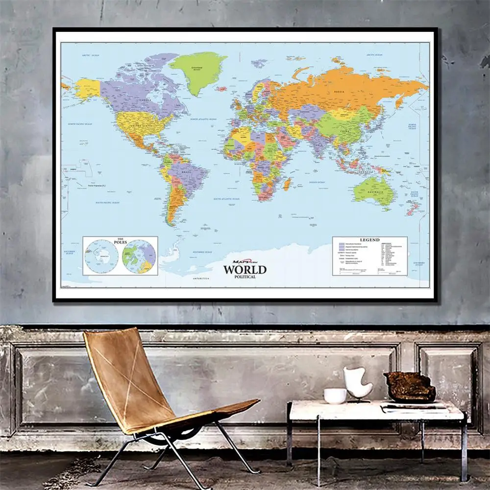 World Political Map Posters and Prints Foldable No-fading Wall Art Pictures on canvas Paintings for Living Room Office Decor
World Political Map Posters and Prints Foldable No-fading Wall Art Pictures on canvas Paintings for Living Room Office Decor