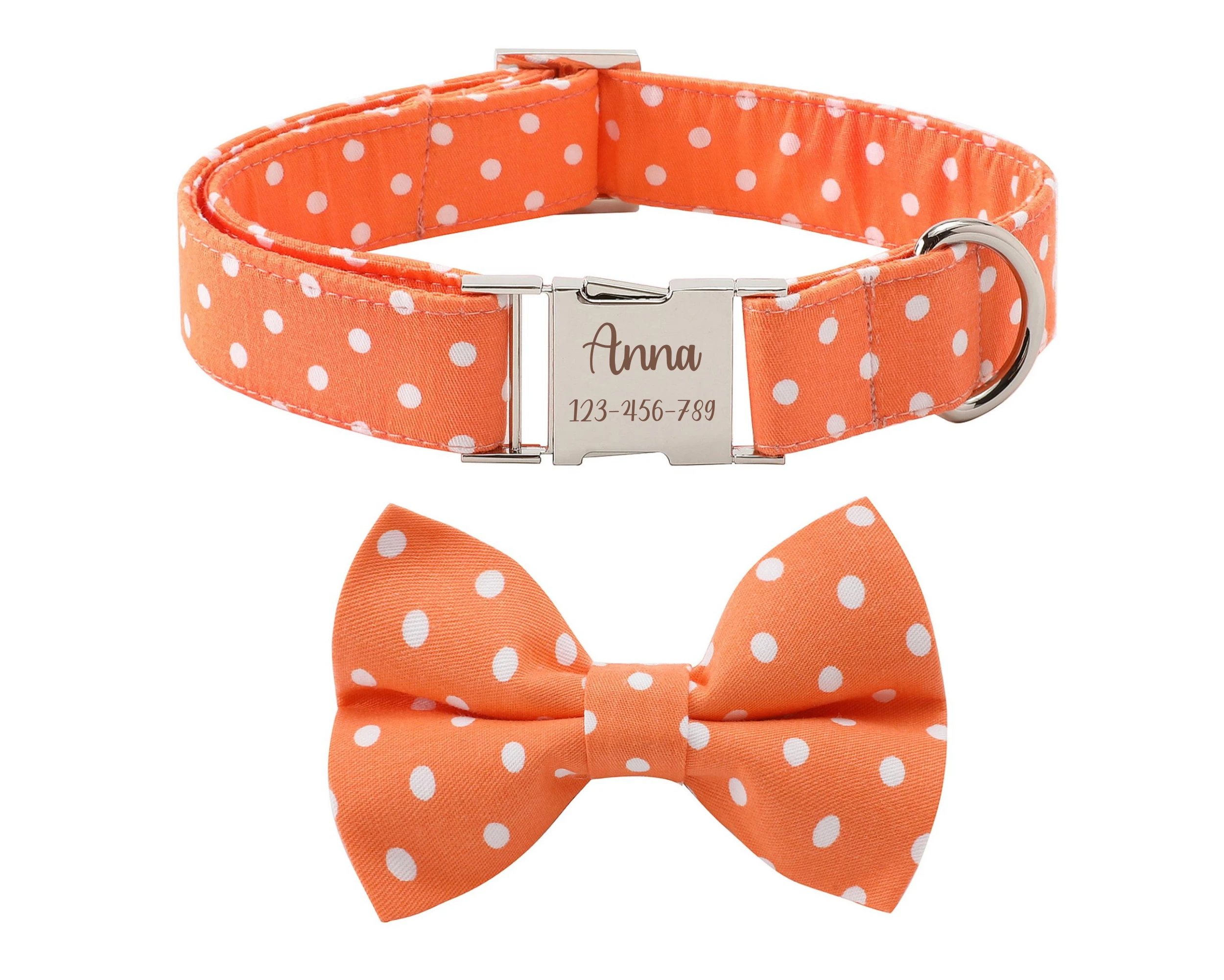 Personalized Cute Dog Collar Bow and Leash Set,Adjustable Dog Collar Bow Tie,Small Dog Collar,Large Dog Collar, Orange Polka Dot
Personalized Cute Dog Collar Bow and Leash Set,Adjustable Dog Collar Bow Tie,Small Dog Collar,Large Dog Collar, Orange Polka Dot