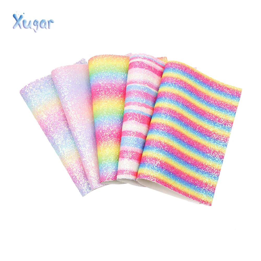 Xugar 5 шт./компл. 22*30 см Радуга Цвет Градиент блестящая искусственная Синтетическая