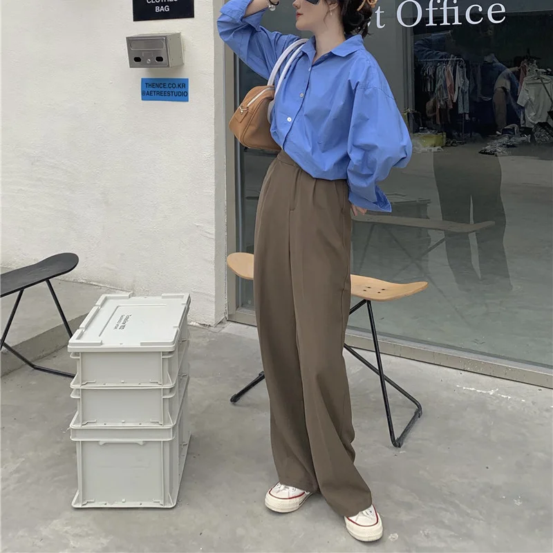 Harajpoo Women Pants Spring Autumn 2021 New Korean Version INS Retro High Waist Thin Loose Casual Solid Color Female Trousers
Harajpoo Women Pants Spring Autumn 2021 New Korean Version INS Retro High Waist Thin Loose Casual Solid Color Female Trousers