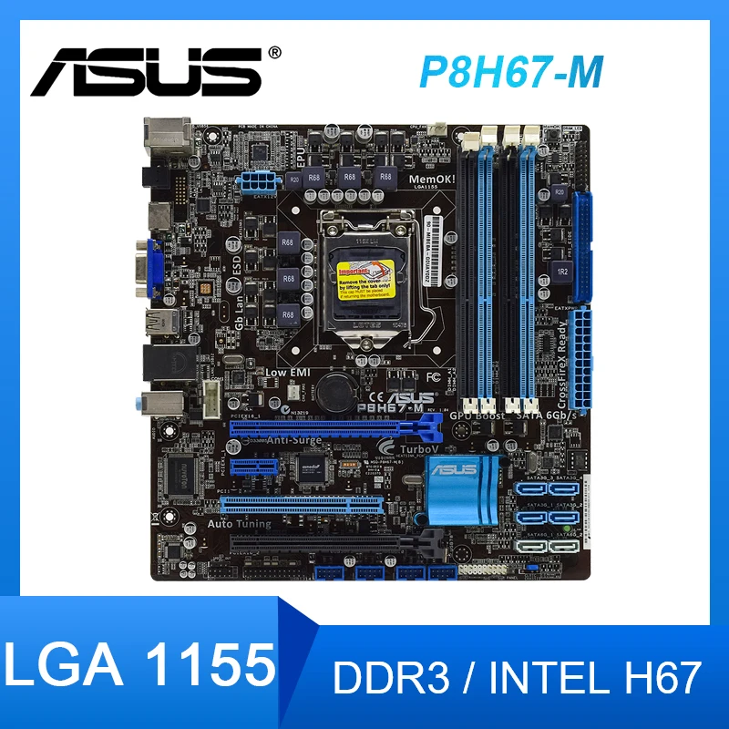 Материнская плата ASUS P8H67-M LGA 1155 DDR3 материнская 32 Гб PCI-E 2 0 SATA III USB2.0 ATX для Core Модель