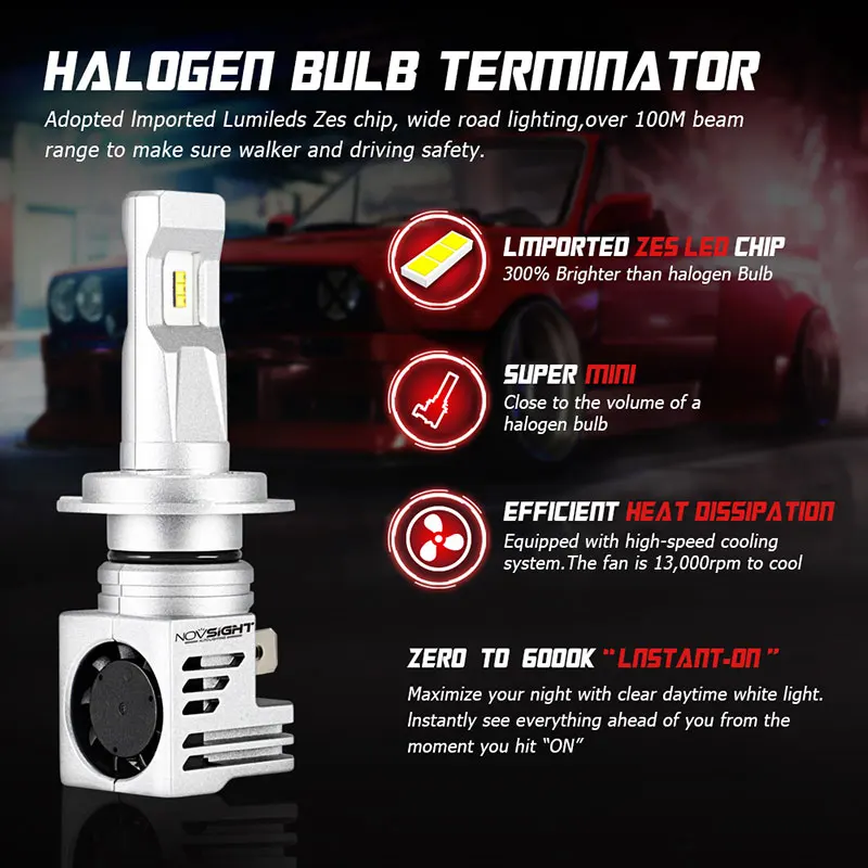 Novsight Car Light H7 Led 55w 10000lm 6000k H4 H11 H1 H3 9005 9006 Led Headlight Hb4 For Replace Original Lamp
Novsight Car Light H7 Led 55w 10000lm 6000k H4 H11 H1 H3 9005 9006 Led Headlight Hb4 For Replace Original Lamp