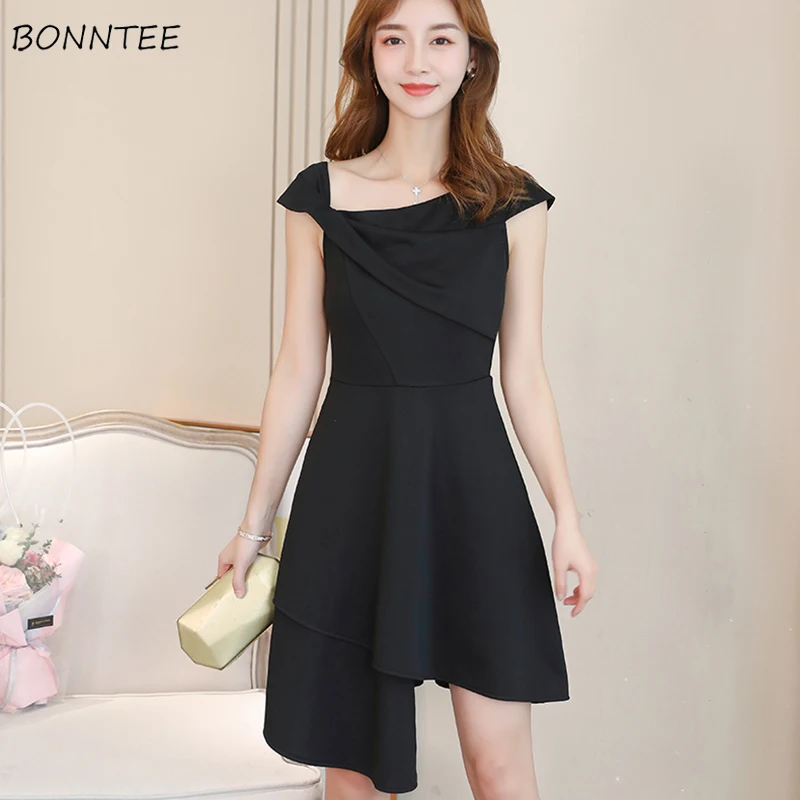 Dress Women Black Solid Elegant Sleeveless All Match Simple Womens Korean Style Knee Length Empire Hot Sale Ladies Dresses Chic
Dress Women Black Solid Elegant Sleeveless All Match Simple Womens Korean Style Knee Length Empire Hot Sale Ladies Dresses Chic