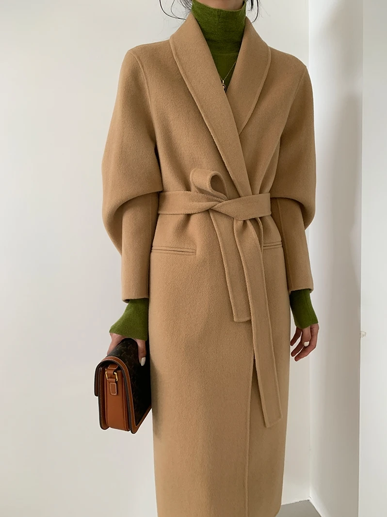 New wool high end one line pocket green fruit collar simple double sided coat tweed coat women s version
New wool high end one line pocket green fruit collar simple double sided coat tweed coat women s version