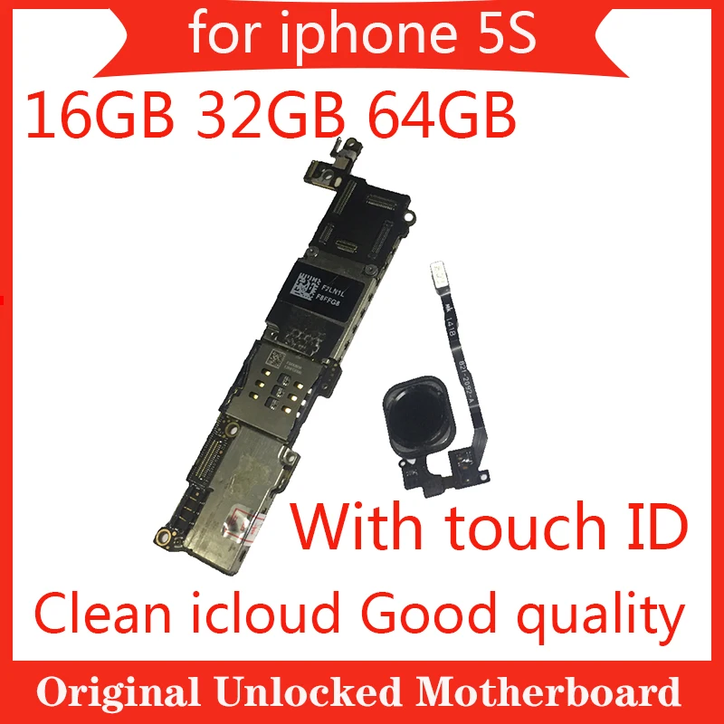Материнская плата для iphone 5 S 16 ГБ 32 64 5S оригинальная с очисткой iCloud IOS без Touch ID