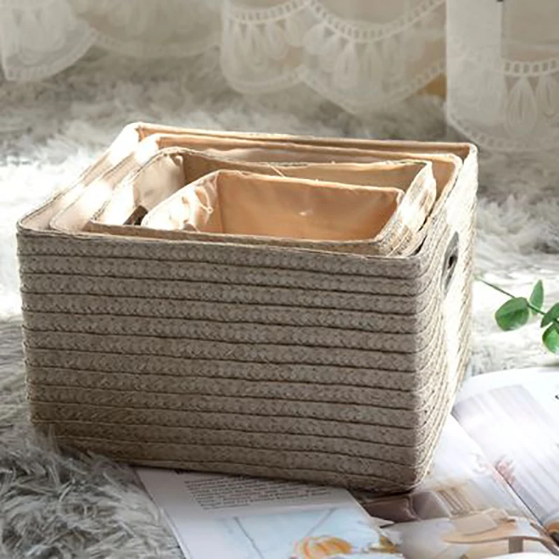 4-Piece Set Of PP Braided Finishing Storage Box Creative Desktop Sundries Hand-Woven Storage Basket
4-Piece Set Of PP Braided Finishing Storage Box Creative Desktop Sundries Hand-Woven Storage Basket