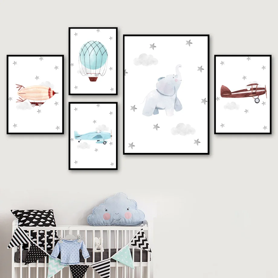 Balloon Aircraft Cloud Wall Art Nordic Posters and Prints Elephant Wall Pictures for Baby Boy Kids Room Decor Canvas Painting
Balloon Aircraft Cloud Wall Art Nordic Posters and Prints Elephant Wall Pictures for Baby Boy Kids Room Decor Canvas Painting