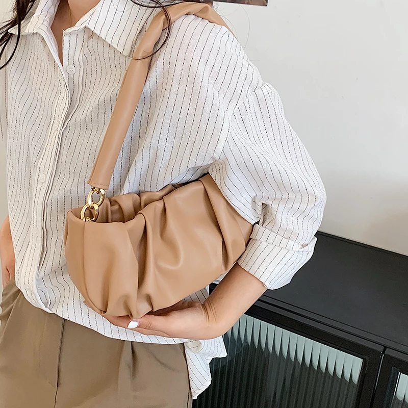 2021 Summer Small Solid Color Soft Leather Folds Underarm Bags for Women BrandTravel Luxury Shoulder Handbags and Purses
2021 Summer Small Solid Color Soft Leather Folds Underarm Bags for Women BrandTravel Luxury Shoulder Handbags and Purses
