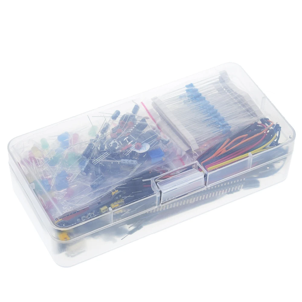 Electronics Component Basic Starter For Arduino Kit With 830 Tie-points Breadboard Cable Resistor Capacitor LED Potentiometer
Electronics Component Basic Starter For Arduino Kit With 830 Tie-points Breadboard Cable Resistor Capacitor LED Potentiometer