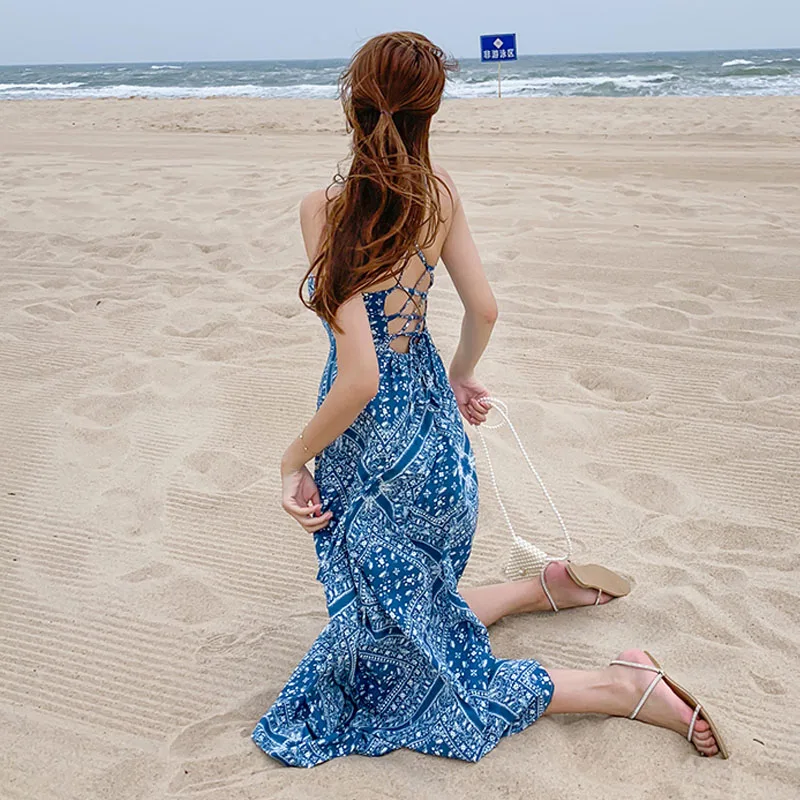 Beach Style Summer Bohemian Dress for Women Fashion Cross Bandage Sexy Dress Lady Spaghetti Strap Print Long Dresses Robe 13237
Beach Style Summer Bohemian Dress for Women Fashion Cross Bandage Sexy Dress Lady Spaghetti Strap Print Long Dresses Robe 13237