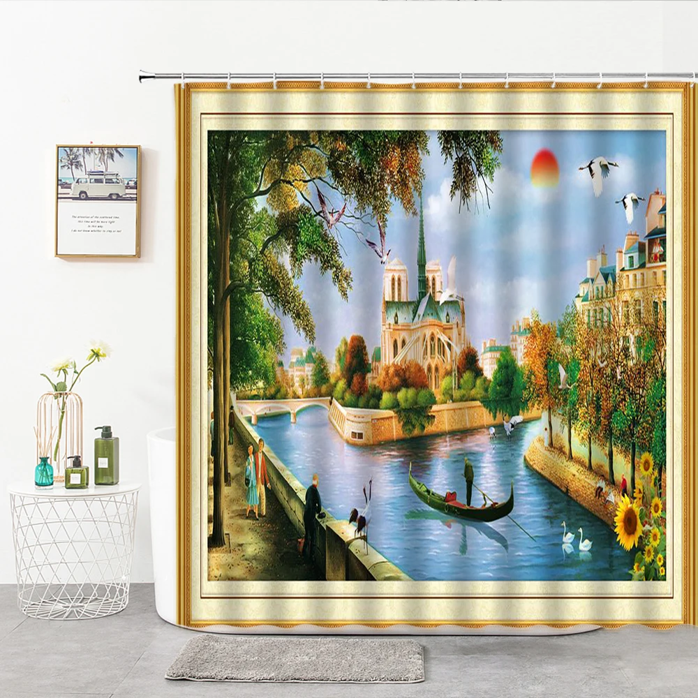 Oil Painting Geometric Shower Curtains Fabric Landscape Nordic Living Room Bedroom Decoration Bath Curtains Bathroom Supplies
Oil Painting Geometric Shower Curtains Fabric Landscape Nordic Living Room Bedroom Decoration Bath Curtains Bathroom Supplies
