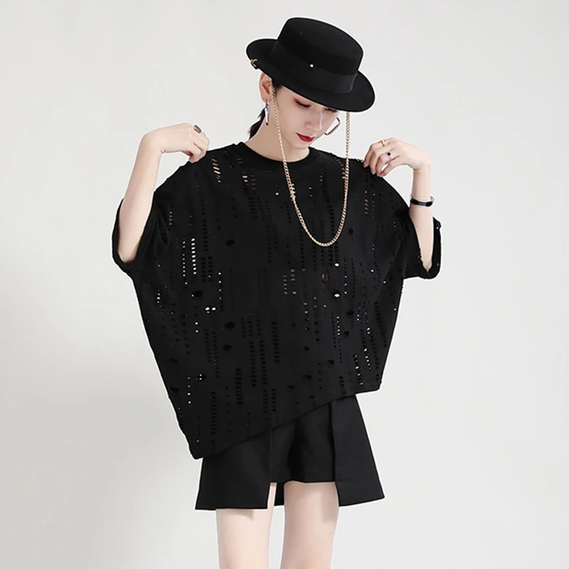 CHICEVER Solid T Shirt For Women O Neck Half Sleeve Hollow Out Loose Minimalist Casual T Shirts Female Clothing 2021 Fashion New
CHICEVER Solid T Shirt For Women O Neck Half Sleeve Hollow Out Loose Minimalist Casual T Shirts Female Clothing 2021 Fashion New