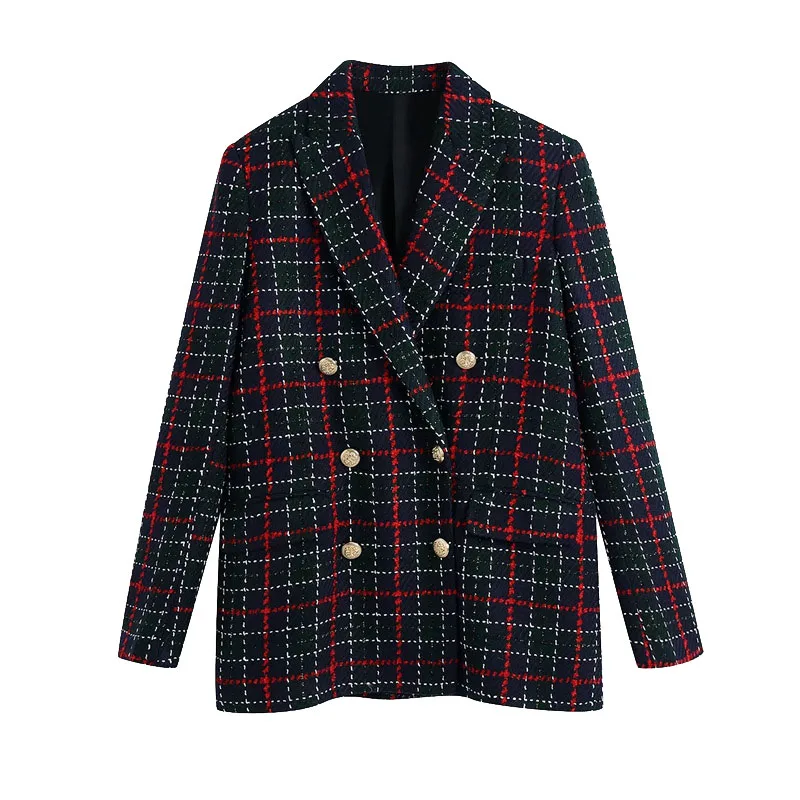 Women 2021 Fashion With Metal Button Tweed Check Blazer Coat Vintage Long Sleeve Pockets Female Outerwear Chic Veste
Women 2021 Fashion With Metal Button Tweed Check Blazer Coat Vintage Long Sleeve Pockets Female Outerwear Chic Veste