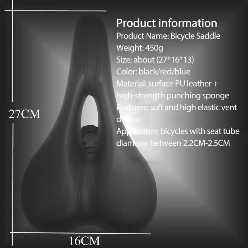 PU Shock Absorbing Bike SeatHollow Bicycle Saddle PVC Fabric Soft Hollow MTB Cycling Road Mountain Bicycle Parts Accessories
PU Shock Absorbing Bike SeatHollow Bicycle Saddle PVC Fabric Soft Hollow MTB Cycling Road Mountain Bicycle Parts Accessories