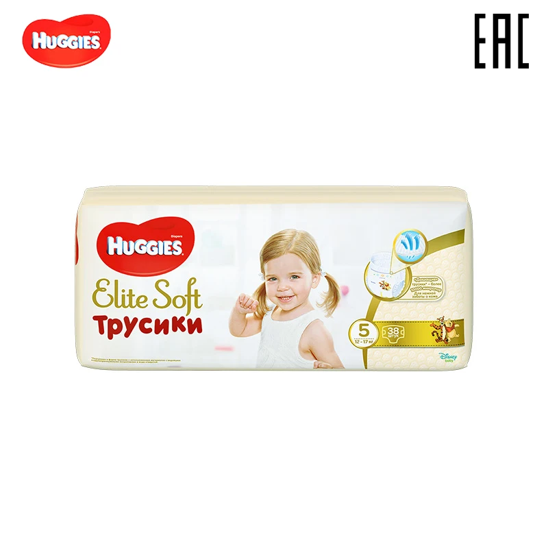 Трусики Huggies Elite Soft 12 17 кг (размер 5) 38 шт|Одноразовые подгузники| |