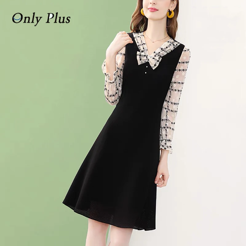 Only Plus French Black V-neck Flare Sleeve Dress Women For Spring New Chiffon Patchwork A-line Dresses All-match Casual Vestidos
Only Plus French Black V-neck Flare Sleeve Dress Women For Spring New Chiffon Patchwork A-line Dresses All-match Casual Vestidos