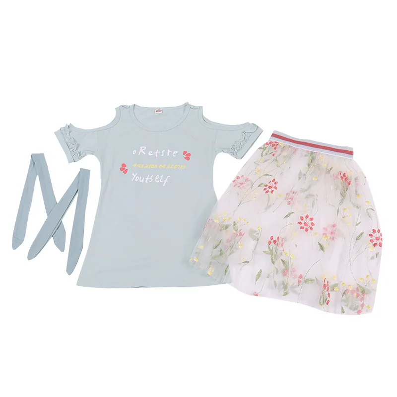 Children Girl Sets Kids Clothes Girls Off-The-Shoulder Letter Print T-Shirt+Floral Gauze Skirts Two Piece Summer Casual Outfit
Children Girl Sets Kids Clothes Girls Off-The-Shoulder Letter Print T-Shirt+Floral Gauze Skirts Two Piece Summer Casual Outfit