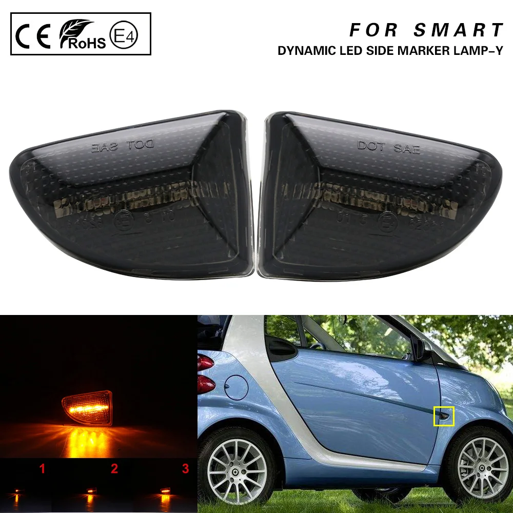 2Pcs Dynamic LED Side Marker Lamp Turn Signal Light For Smart Fortwo 451 MK1 MK2 2007 2008 2009 2010 2011 2012 2013 2014 2015
2Pcs Dynamic LED Side Marker Lamp Turn Signal Light For Smart Fortwo 451 MK1 MK2 2007 2008 2009 2010 2011 2012 2013 2014 2015