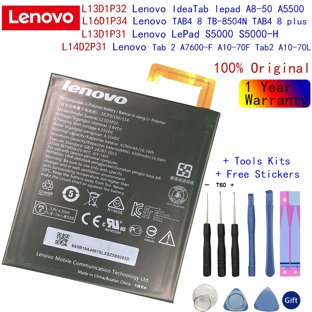 100% Оригинальный аккумулятор Lenovo L13D1P32 L16D1P34 L13D1P31 L14D2P31 | Мобильные телефоны и